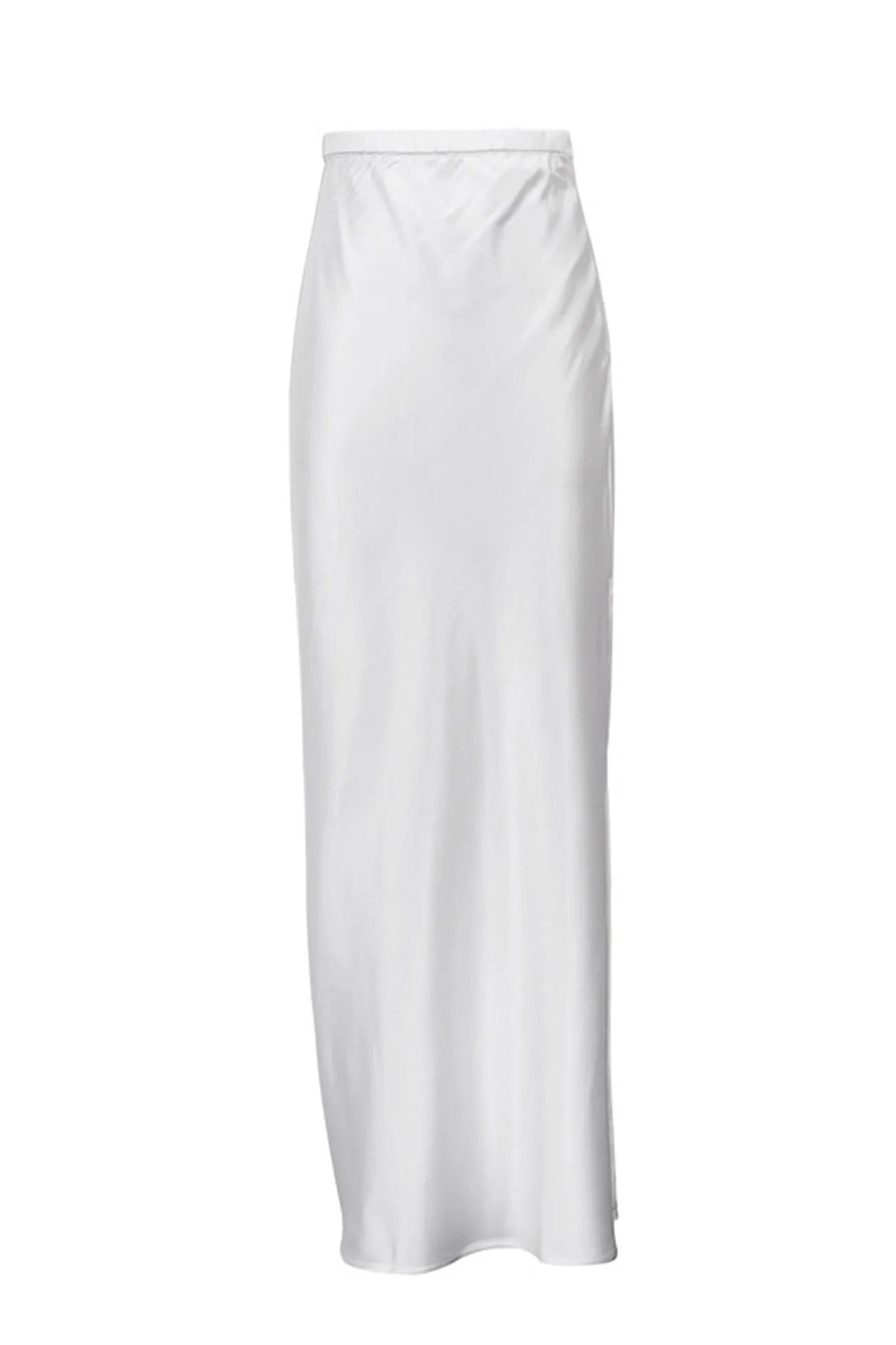 White Side Slit High Waist Maxi Skirt