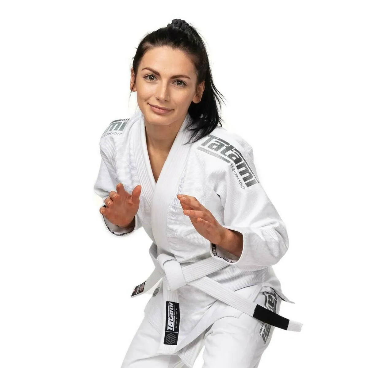 White/Grey Tatami Fightwear Estilo Black Label Ladies BJJ Gi