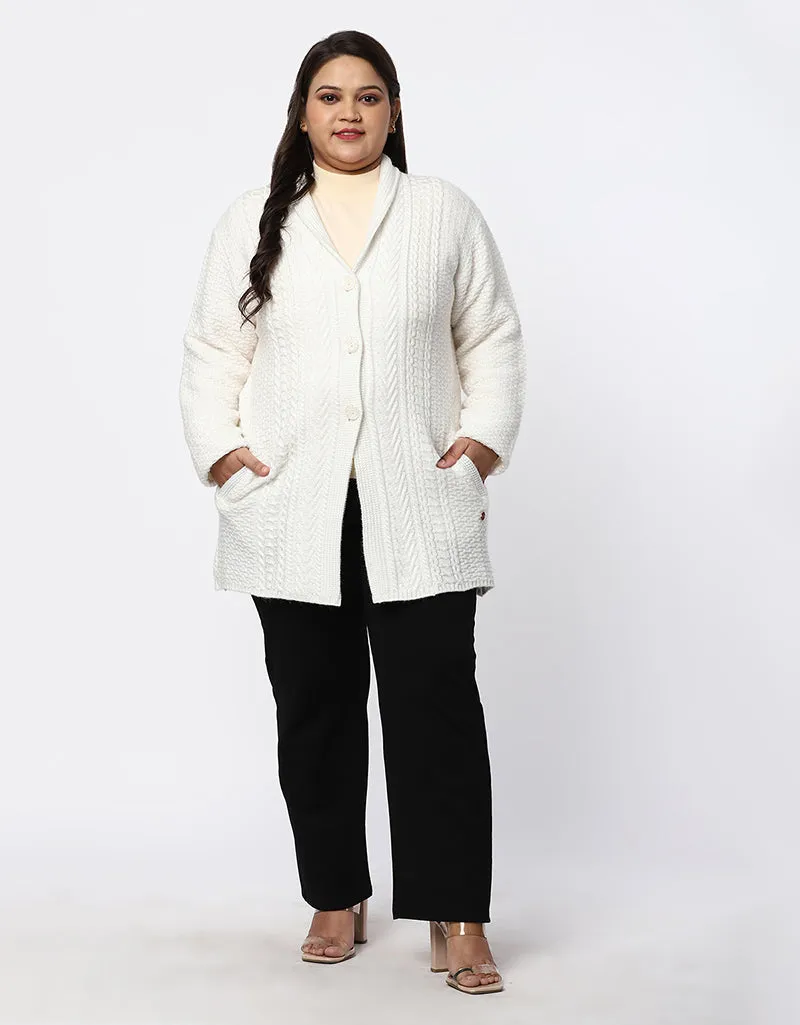 Women Plus Size Woolen Knitted Long Coat