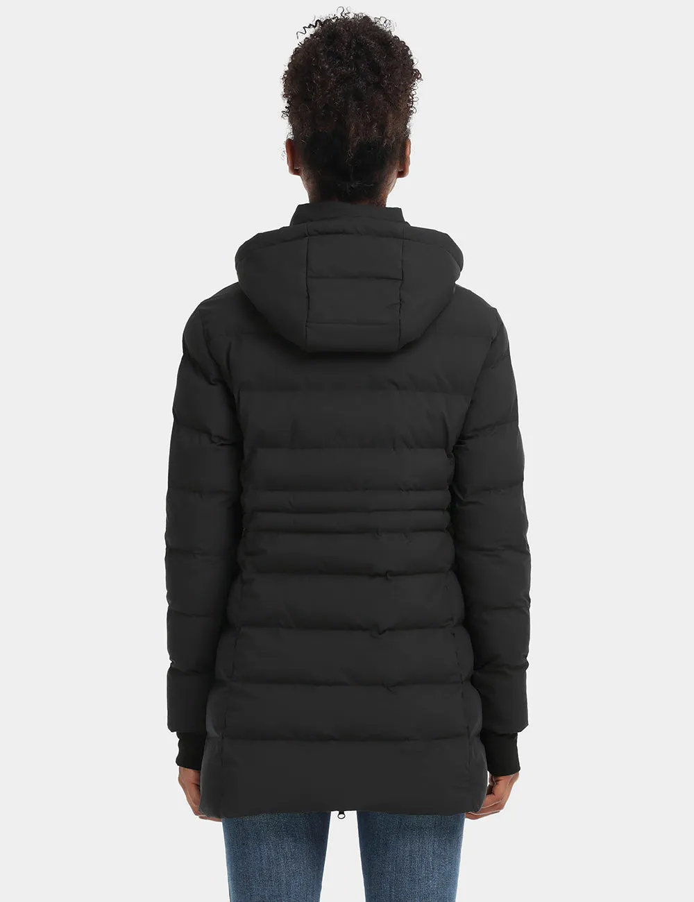 Women's Heated Puffer Parka Jacket - Black/White