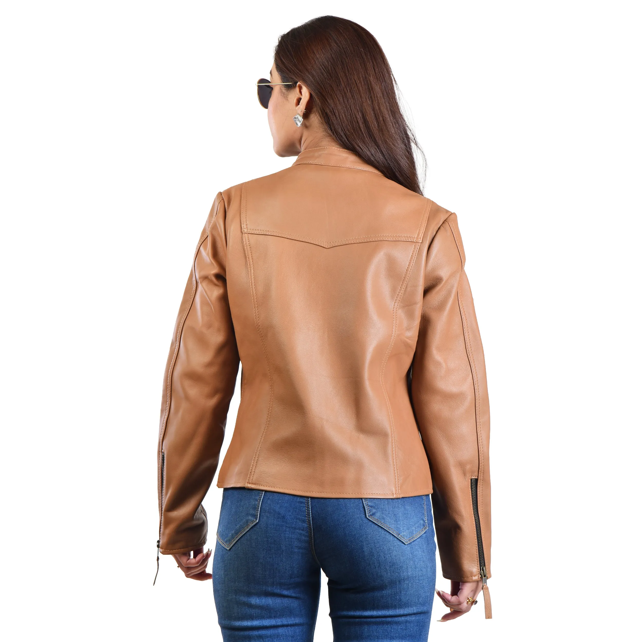 WOMENS LEATHER JACKET 410147(TAN)