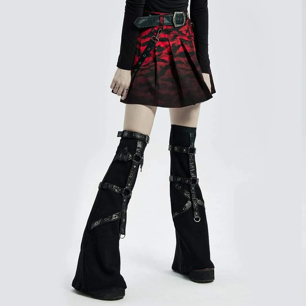 Women's Punk Flared Buckles Leg Warmers