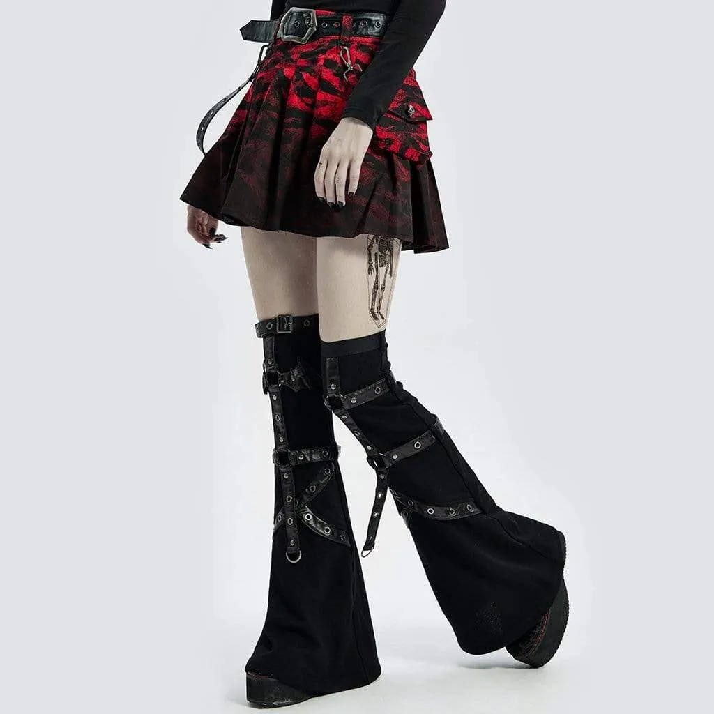 Women's Punk Flared Buckles Leg Warmers