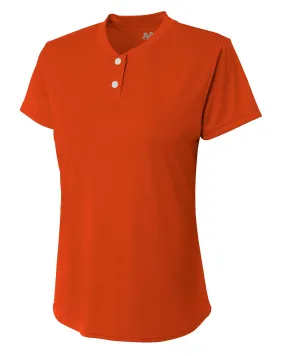 Women's Short Sleeve Relaxed-Fit 2-Button Performance Henley Tee