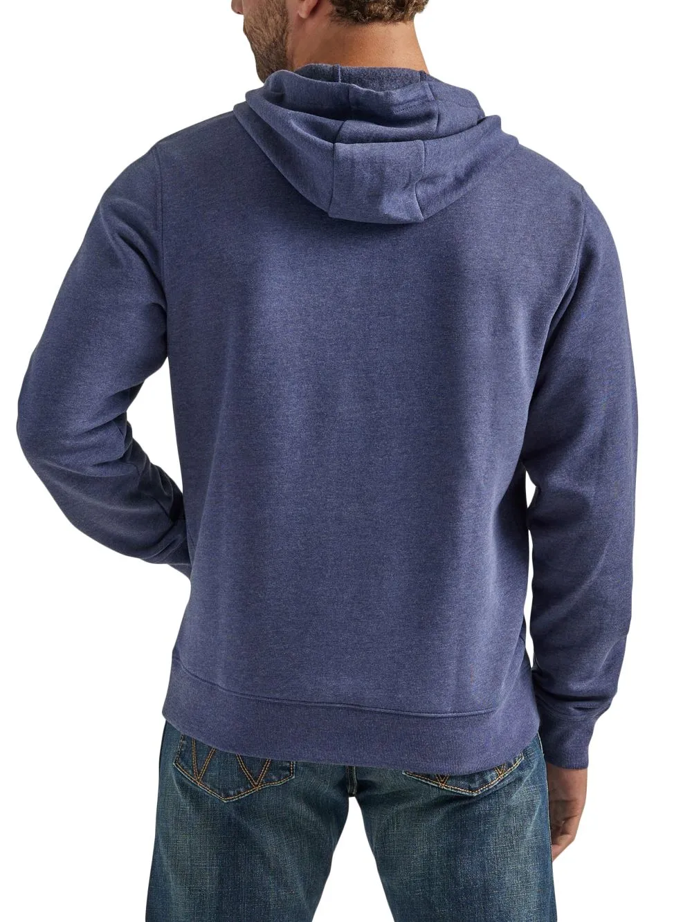 'Wrangler' Men's Multicolor Logo Pullover Hoodie - Denim Heather