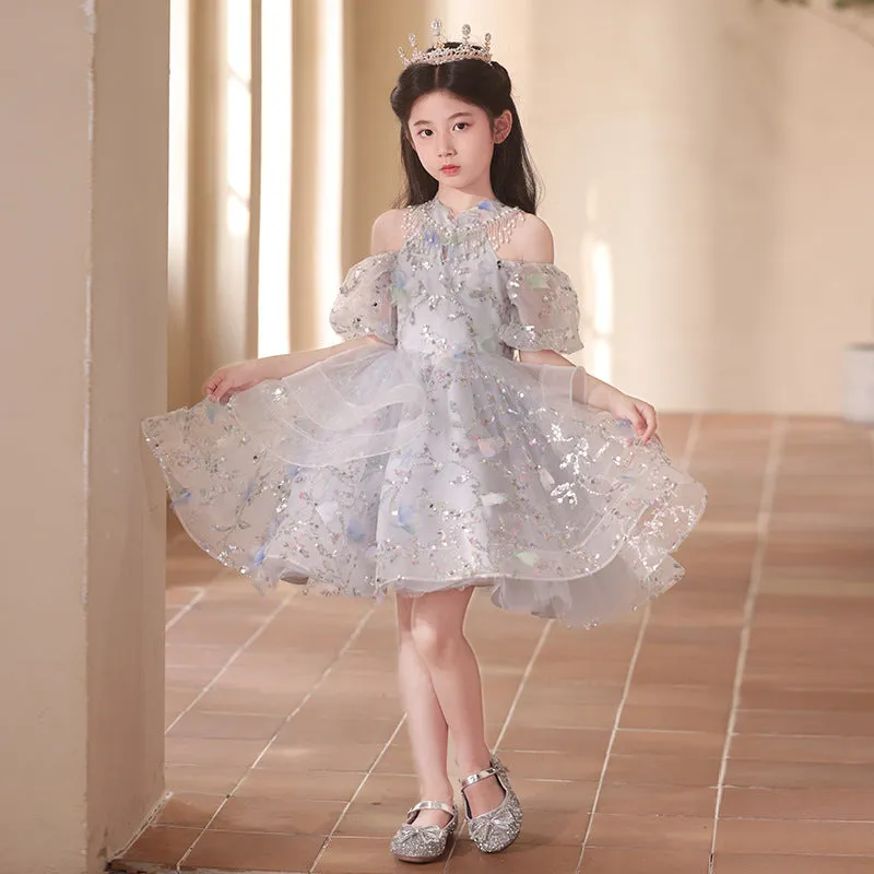 Xiangtuibao Girls' Dress High-End Affordable Luxury Niche Summer Princess Dress Children's Little Host Piano Performance Costume