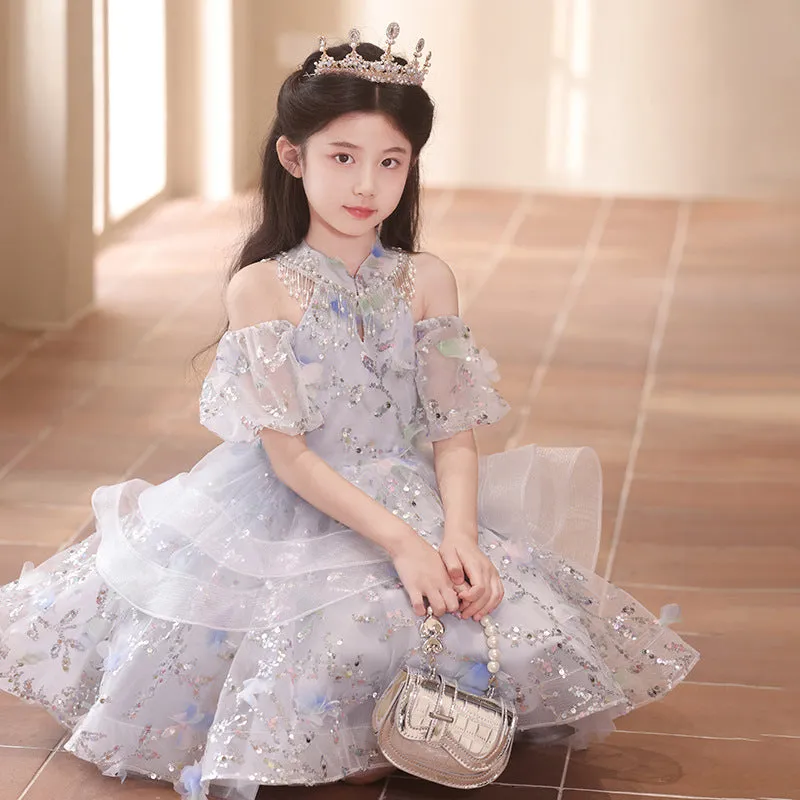 Xiangtuibao Girls' Dress High-End Affordable Luxury Niche Summer Princess Dress Children's Little Host Piano Performance Costume