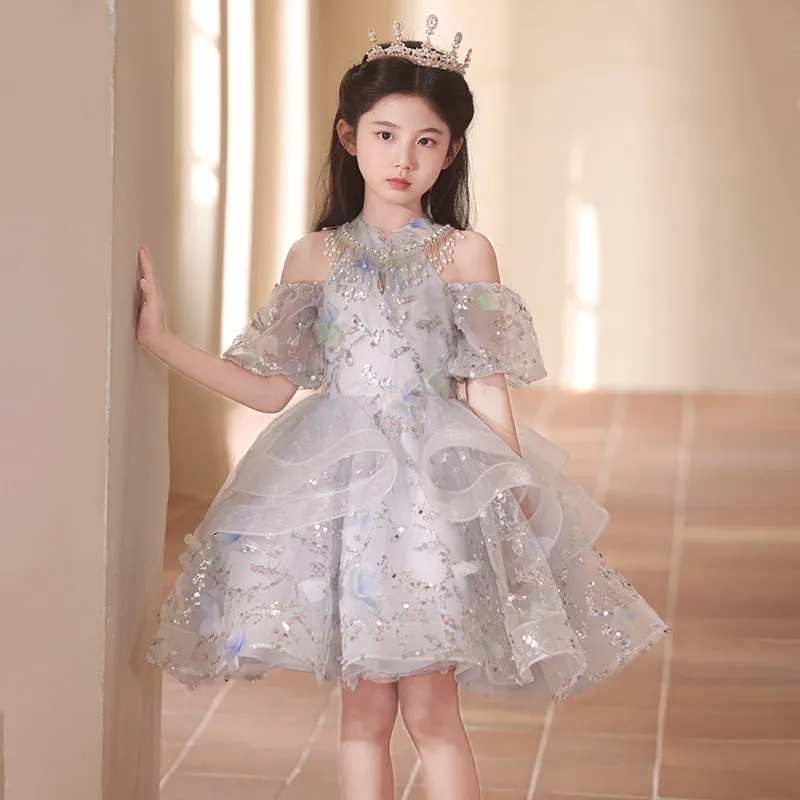 Xiangtuibao Girls' Dress High-End Affordable Luxury Niche Summer Princess Dress Children's Little Host Piano Performance Costume