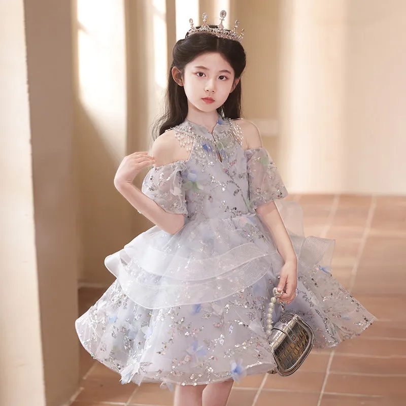 Xiangtuibao Girls' Dress High-End Affordable Luxury Niche Summer Princess Dress Children's Little Host Piano Performance Costume