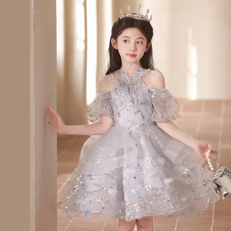 Xiangtuibao Girls' Dress High-End Affordable Luxury Niche Summer Princess Dress Children's Little Host Piano Performance Costume