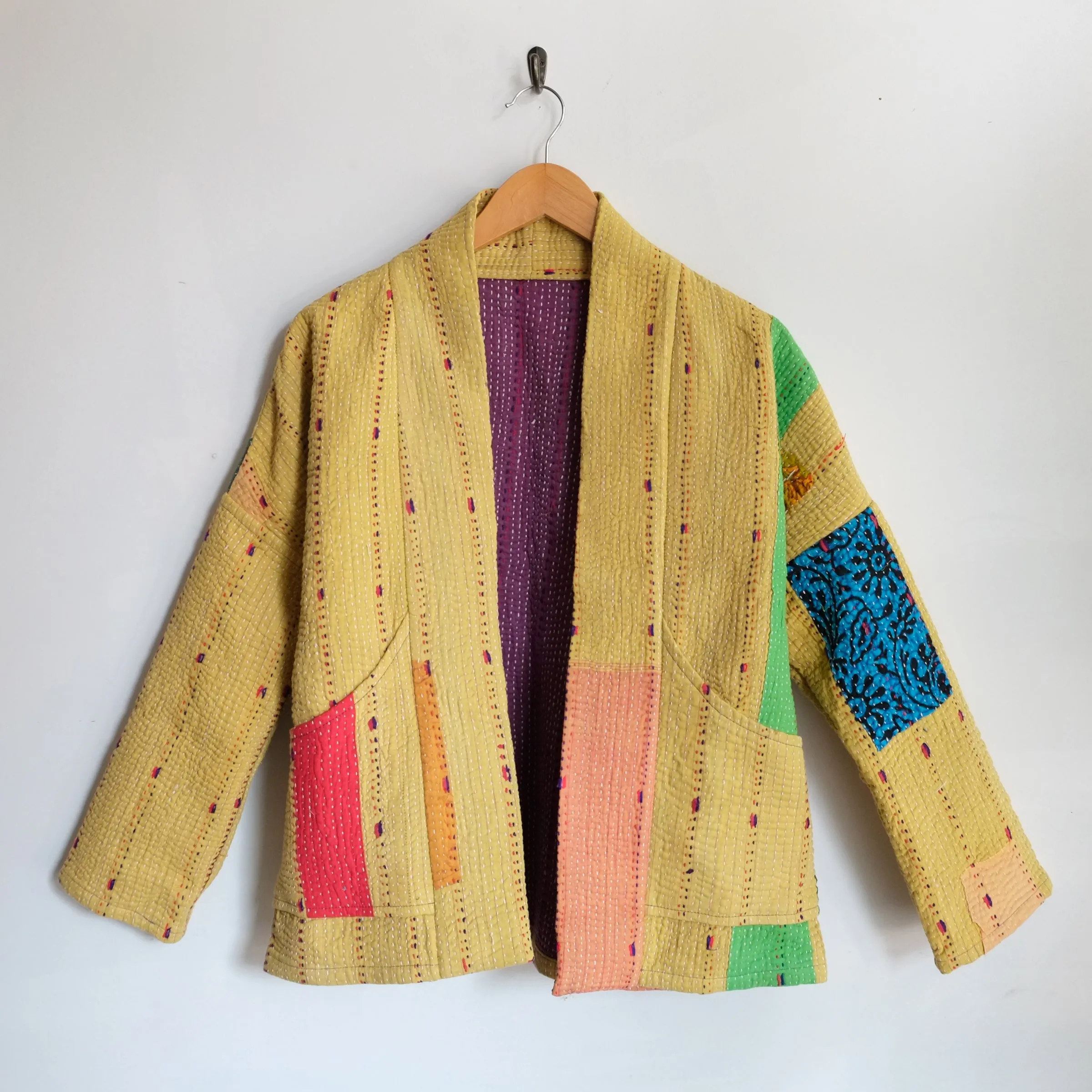 XXS Yellow with Colorful Patches Anoushka Jacket LM142