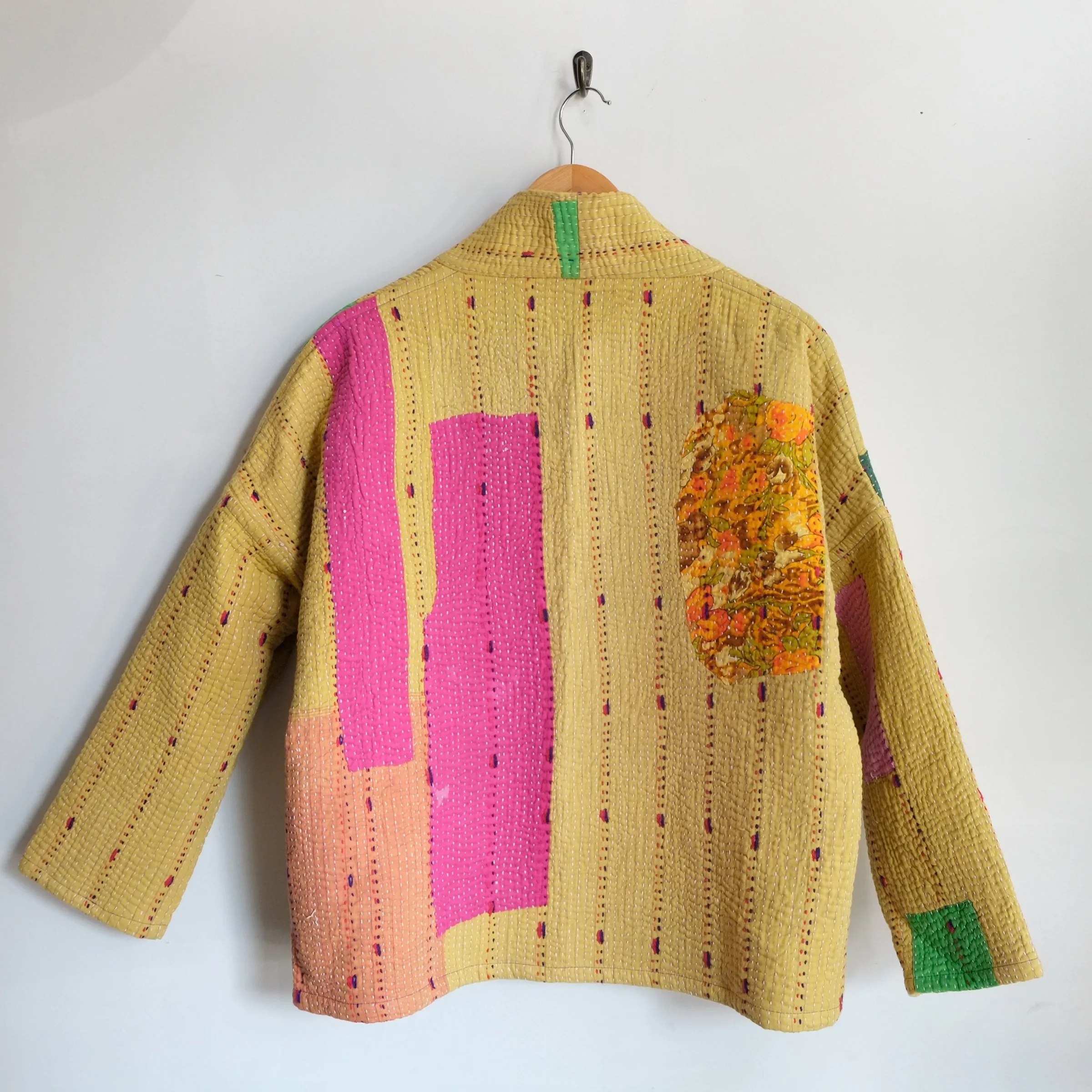 XXS Yellow with Colorful Patches Anoushka Jacket LM142