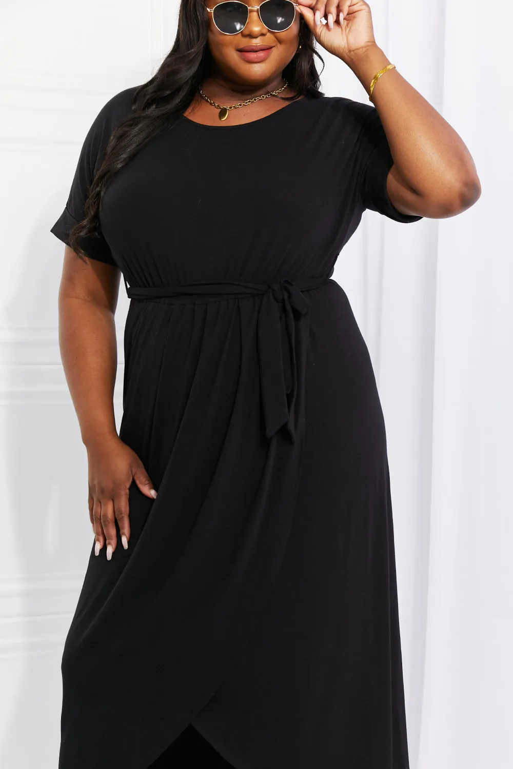 Zenana Full Size Right Here Tulip Hem Dress