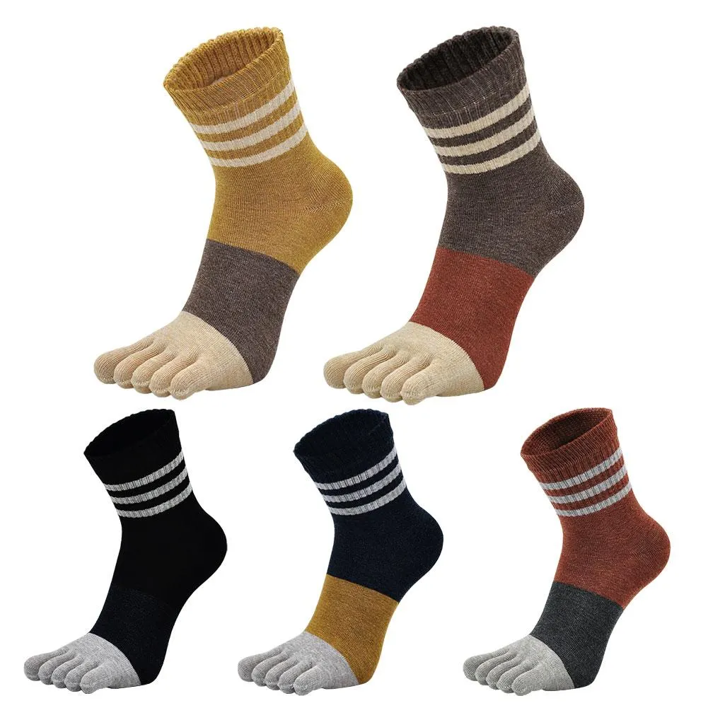 ZFSOCK Classic Design 5 Finger Crew Socks for Women, 5 Pairs